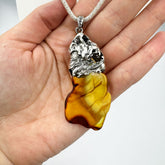 Milky Amber Slab Shape Pendant Sterling Silver